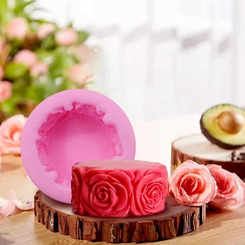 3D Rund Rose Blomster Form Silikon Såpeform DIY Håndlagde Såpeformer Såpelaging Fondant Kake Lysformer Håndverksdekorasjon