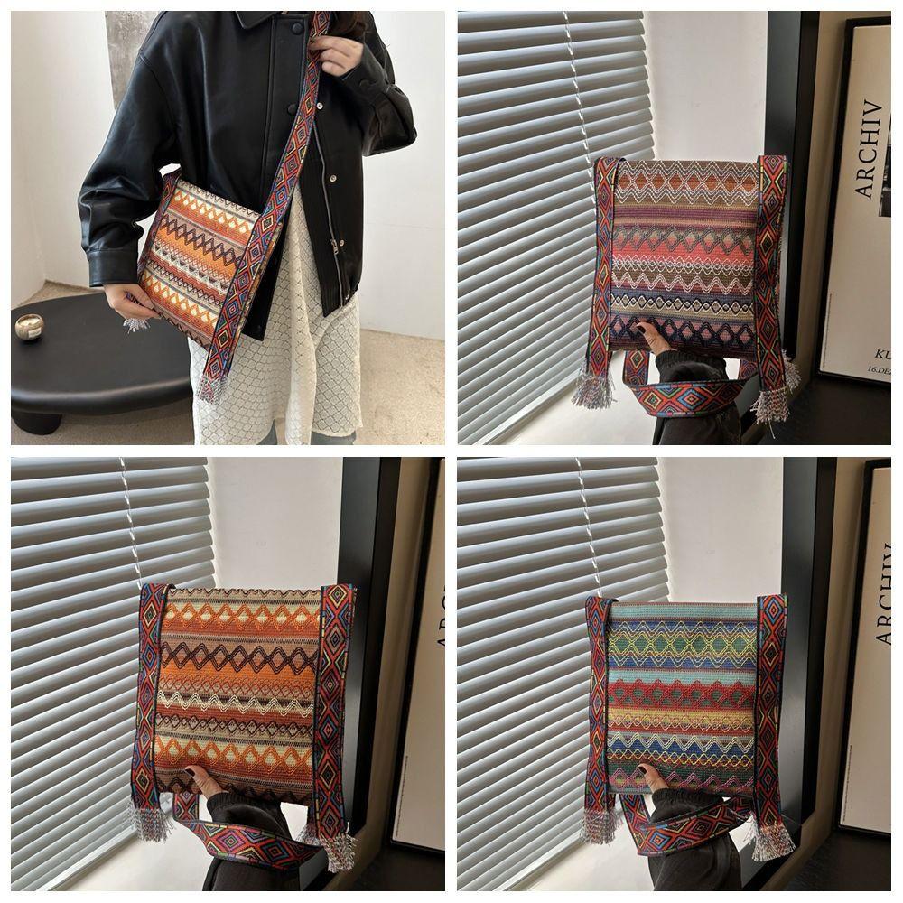 Tassel Ethnic Style Crossbody Bags Woven Bag Bohemian Shoulder Bag Fringe Shoulder Bag  Travel
