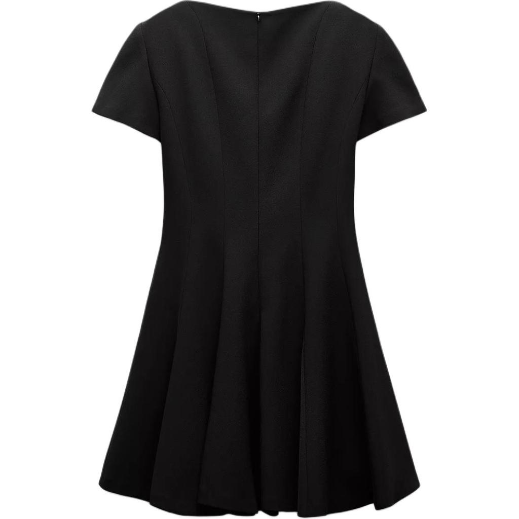 Zara Short Sleeve Solid Color Comfortable Dress Women Dresses Black 4333243-800
