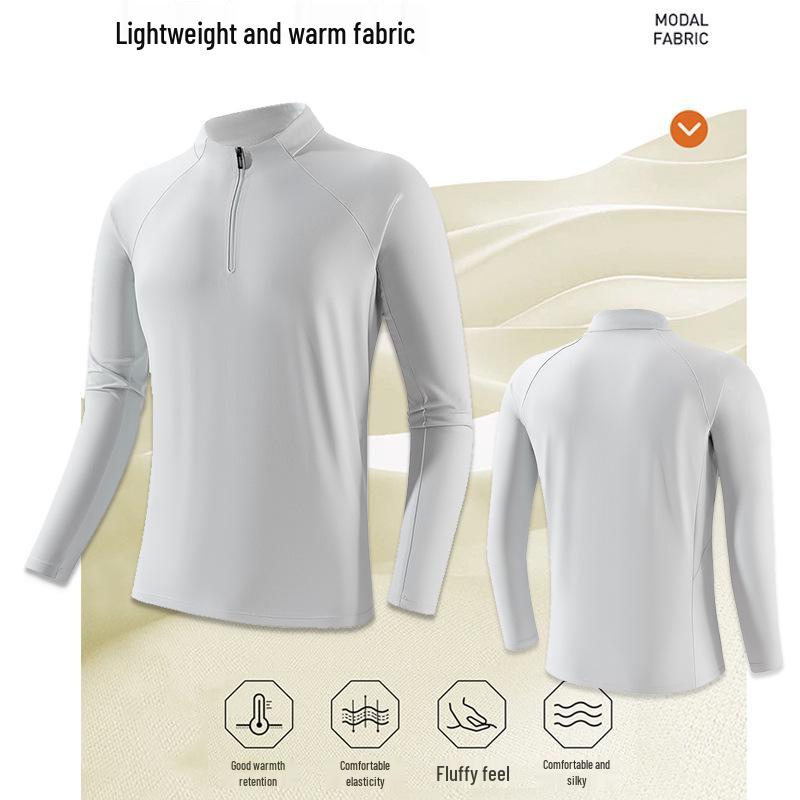 Men s Quick-Dry Seamless Lycra Half-Zip Hoodie: Descente Outdoor Stand Collar Long Sleeve for Autumn/Winter. S