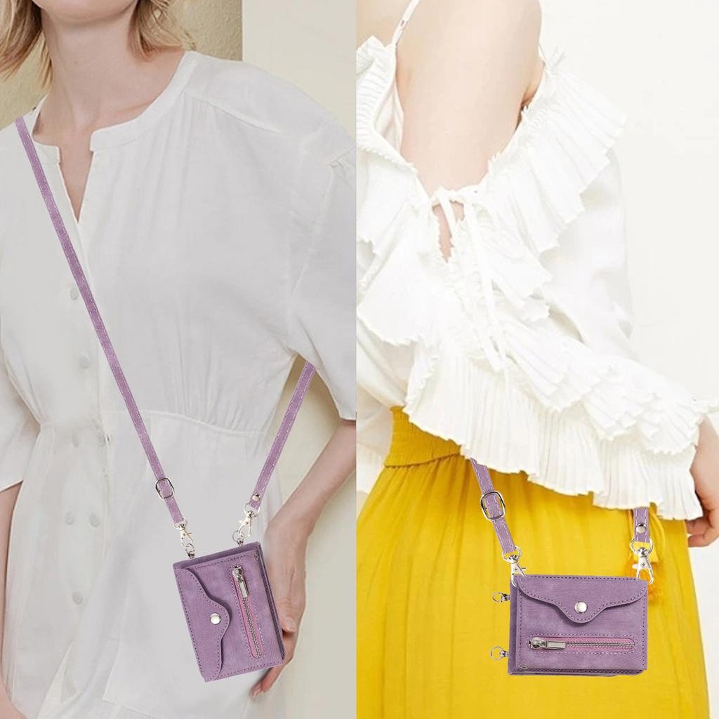 Reißverschluss-Geldbörse, Leder-Umhängetasche für Samsung Galaxy Z Flip 4 3 Flip4 Flip3 5G, Geldbörse, Lanyard-Riemen, Kartenschlitz-Halter, Taschenabdeckung