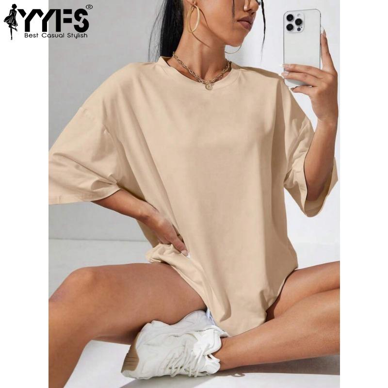 YYFS Camicette e camicie con scollo a mezza manica e stampa tinta unita primavera estate moda casual da donna