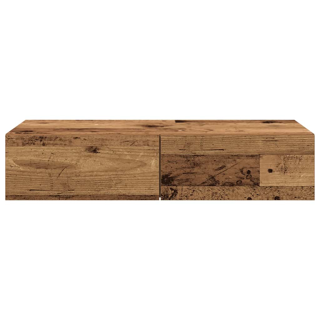Wall Mounted Shelf with Drawers Rustic Wood Look 80 x 33 x 17 cm Engineered Wood
