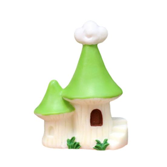 Mini House Micro Landscape Accessory Resin Miniature House Figurine Fairy Garden Ornament for Bonsai Terrarium Crafts