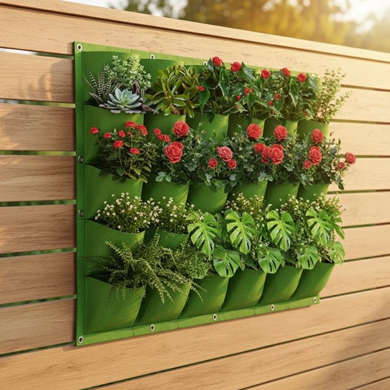 Low Maintenance Vertical Garden Planter Bag for Wall Mounting on Patio Balcony