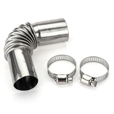 2Pcs Stainless Steel Exhaust Pipe Angle Connector Car Heater Exhaust Hose with 4 Fixing Clips Auxiliary Heater Exhaust Pipe Accessories