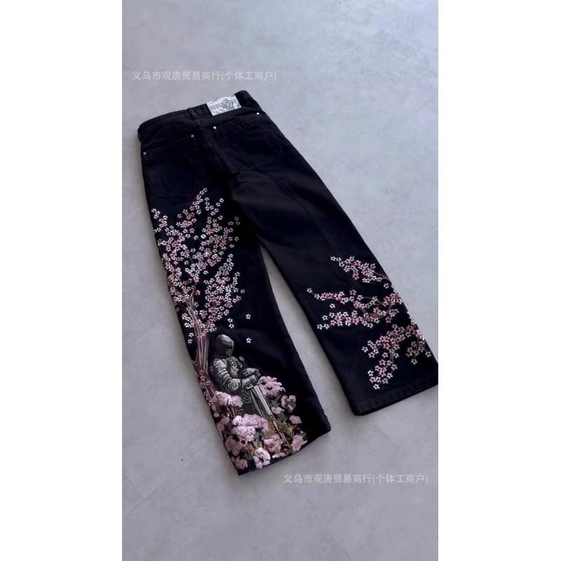 Y2K Vintage High-Waisted Wide-Leg Denim Jeans