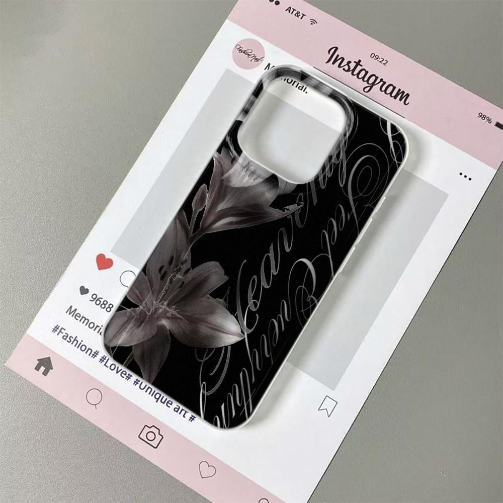 Dark Lily Flower Pattern Phone Case For IPhone 11 13 15 Pro 14 16 Plus 12 Pro Max 17Air Case Silicone Soft Clear Cover Shell