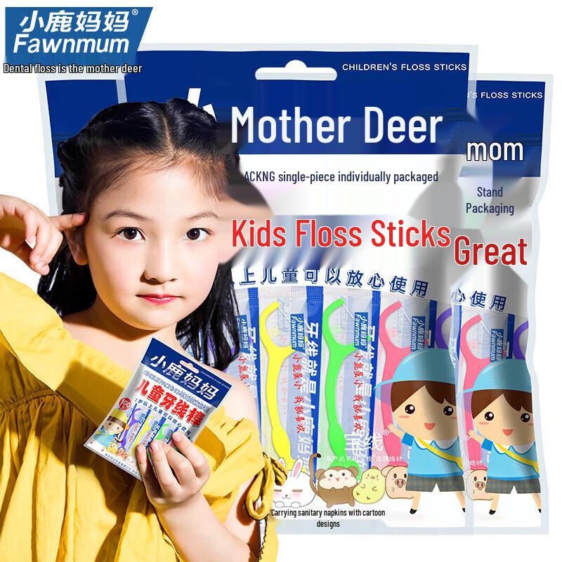 Little Deer Mom Zahnseide-Picks mit Fruchtgeschmack für Kinder, 100 Stück
