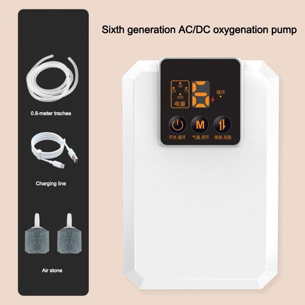 Silent Fish Tank Oxygen Pump Waterproof USB Rechargeable Oxygenation Pump Continuous/Interval Mode Oxygen Booster Pump Outdoor