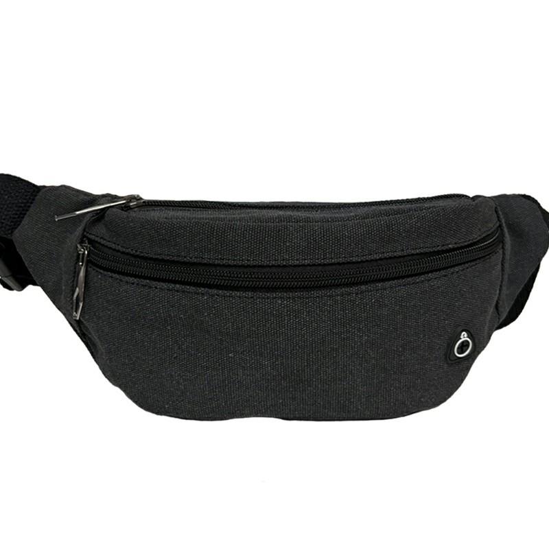 

Men s Outdoor Sports Canvas Waist Bag: Solid Color, Multi-Compartment, Wear-Resistant, Thickened, Portable Coin Purse, Three-Layer Design.