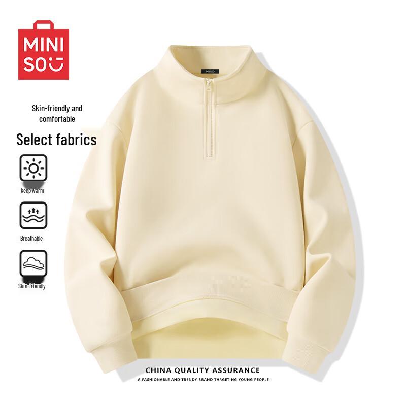 

MINISO Men s Half-Zip Stand Collar Heavyweight Fleece Sweatshirt 3XL