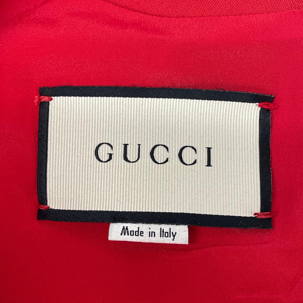 GUCCI 475850 Red Interlocking G Pearl Button Web Trim Dress dress 36 RedUsed