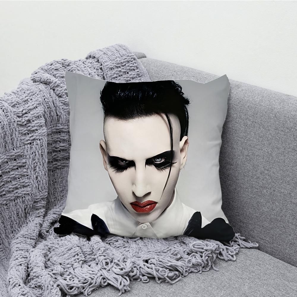 M-Marilyn M-Manson Zpěvák Povlak na polštář Měkké povlaky na polštáře pro dekoraci farmářského gauče Domácí dekorace a Ochranný povlak na polštář