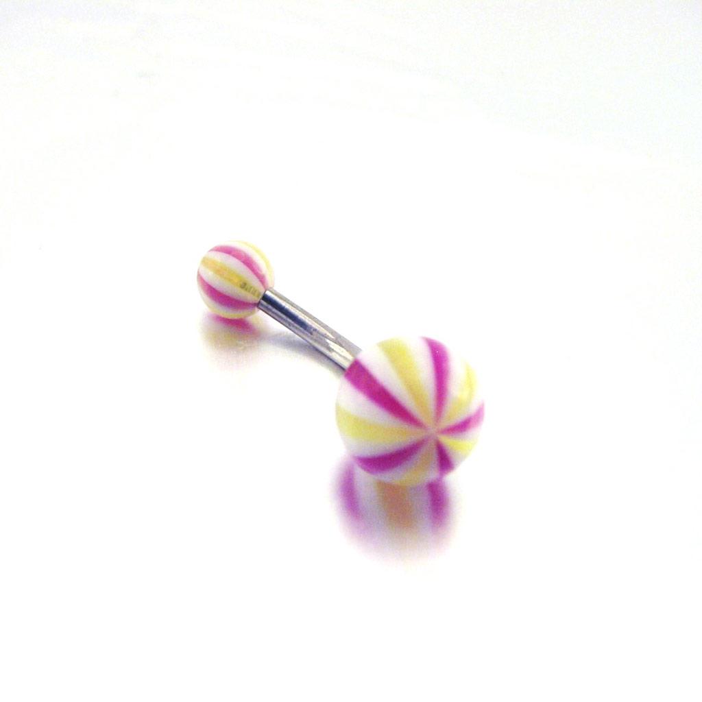 Les Trésors De Lily [E6728] - Body Piercing Ball 'Tecno' Yellow Pink