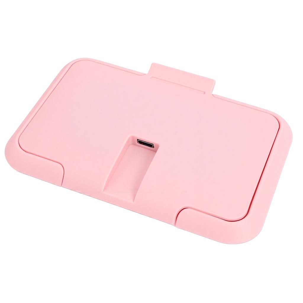 Baby Wet Wipes Warmer Dispenser Large Capacity Top Heating Wipe Warmer Holder USB Powered for 10 Hour Warmth Pink