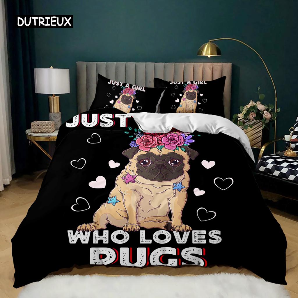 Cartoon Duvet Cover Set Howling Wolf In The Moonlit Night Bedding Set Polyester Just A Girl Who Loves Wolves Pattern Quilt Cover