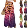 Women's Printed Wide Leg Pants With Pockets High Waist Drawstring Loose Casual Pants