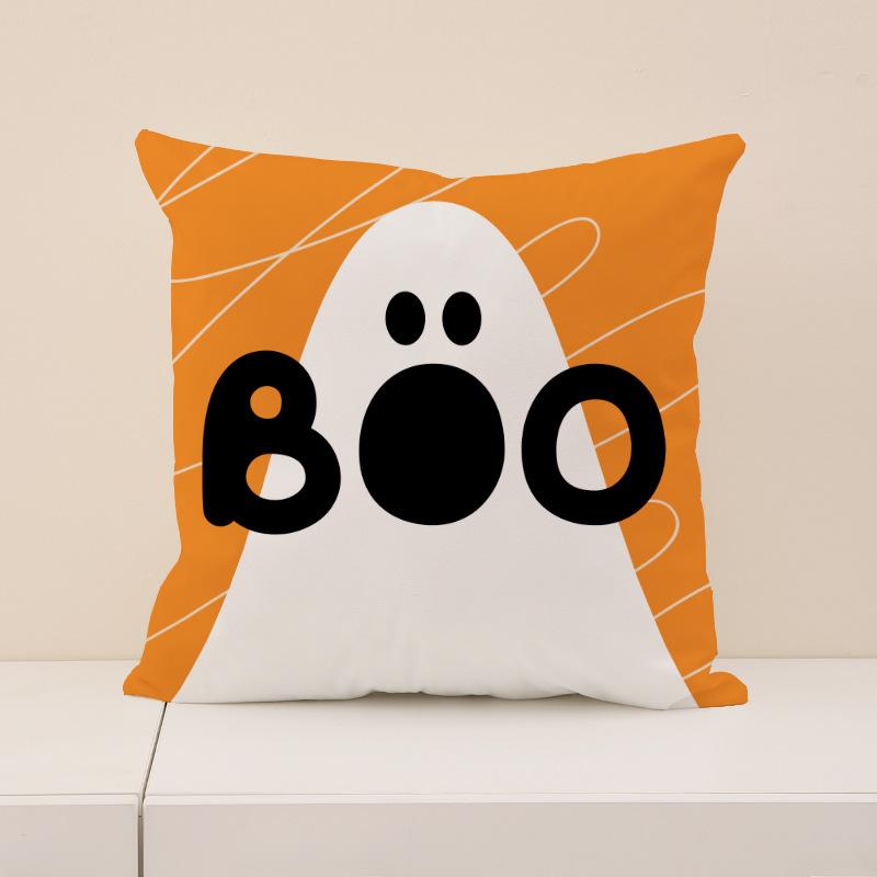 Halloween Funny Pillow Cover Short Plush Pumpkin Print Cushion Indoor Holiday Decoration Sofa Cushion
