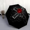 1pc Gothic Rose Cross Design Umbrella with Plastic Handle,Suitable for All Seasons UmbrellaPT522
