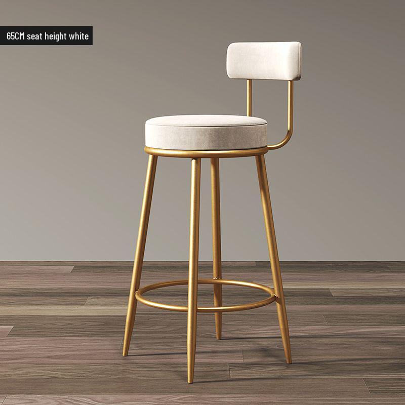 Nordic Wrought Iron Bar Stool with Backrest