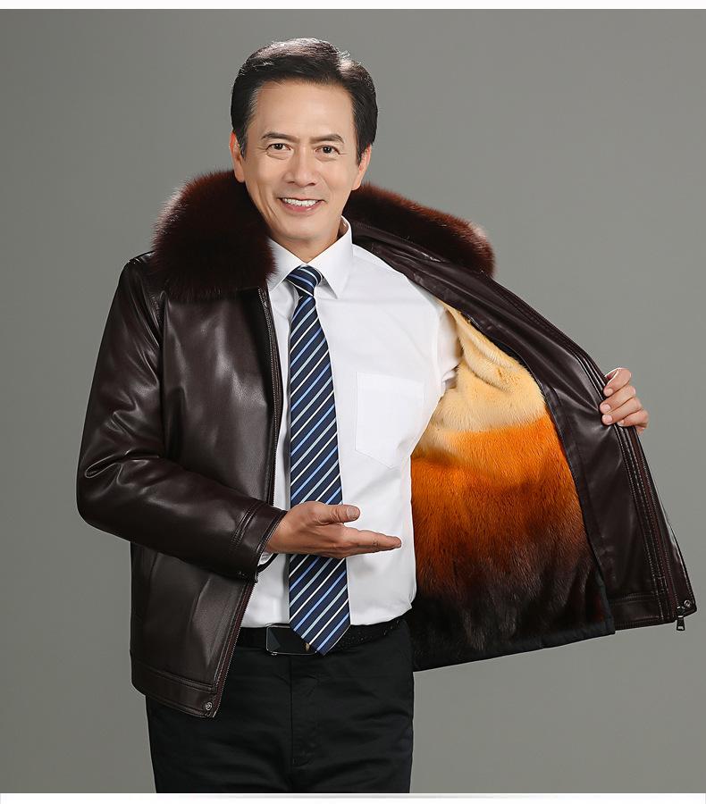 Men'S Liner Leather Jacket New Men'S Fur Collar Liner Removable Two-Piece Leather Jacket Warm