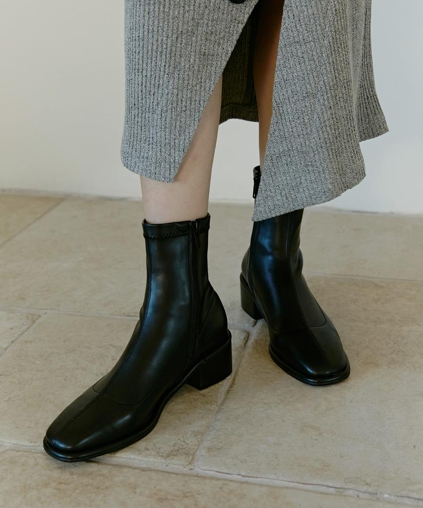 Moodnight Ronin Leather Stretch Ankle Boots - 2 Colors 5Cm Soft Spandex Ankle Boots