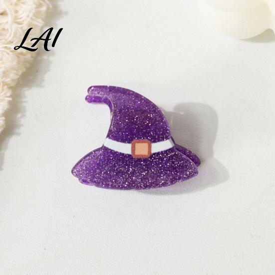 Black Cat Spider Witch Hat Accessories Halloween Cartoon Hair Clips for Women Girls Acrylic Glitter Pumpkin/Ghost/Bat/Cat Small Holiday Gifts