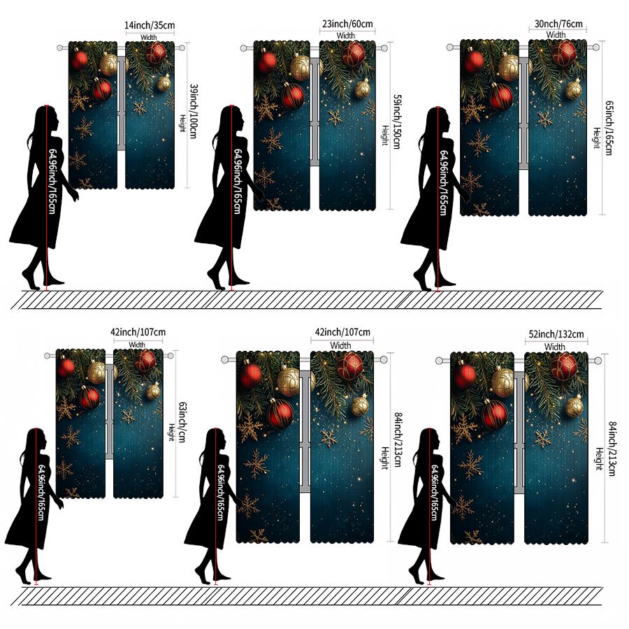 Christmas pine branch printed curtains   pole bag curtains   Christmas decorations   home decorations   room decorations