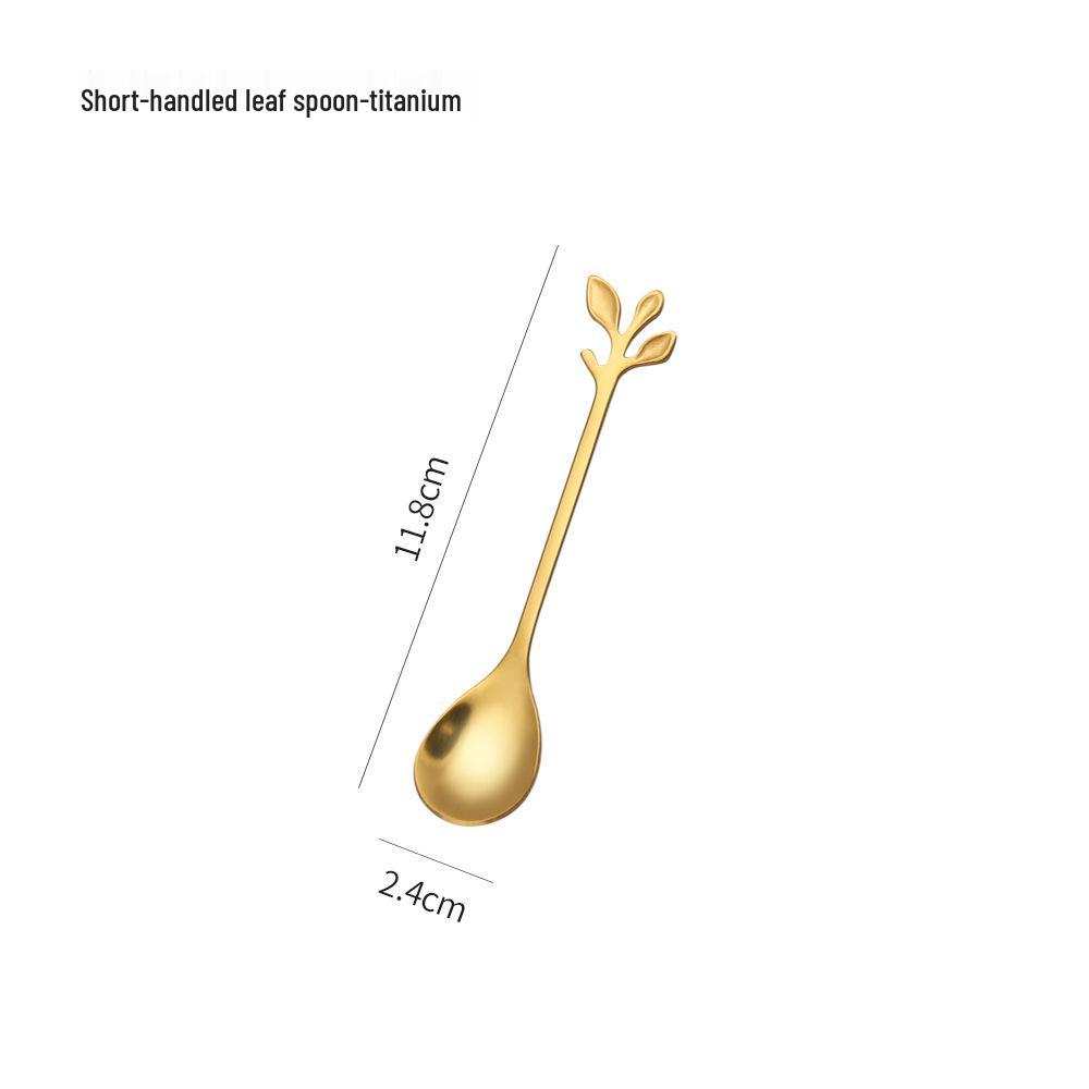 Set di Cucchiaio e Forchetta a Foglia in Acciaio Inossidabile - Miele, Mescolino, Cucchiaino da Caffè - Sacchetto Regalo per Matrimoni