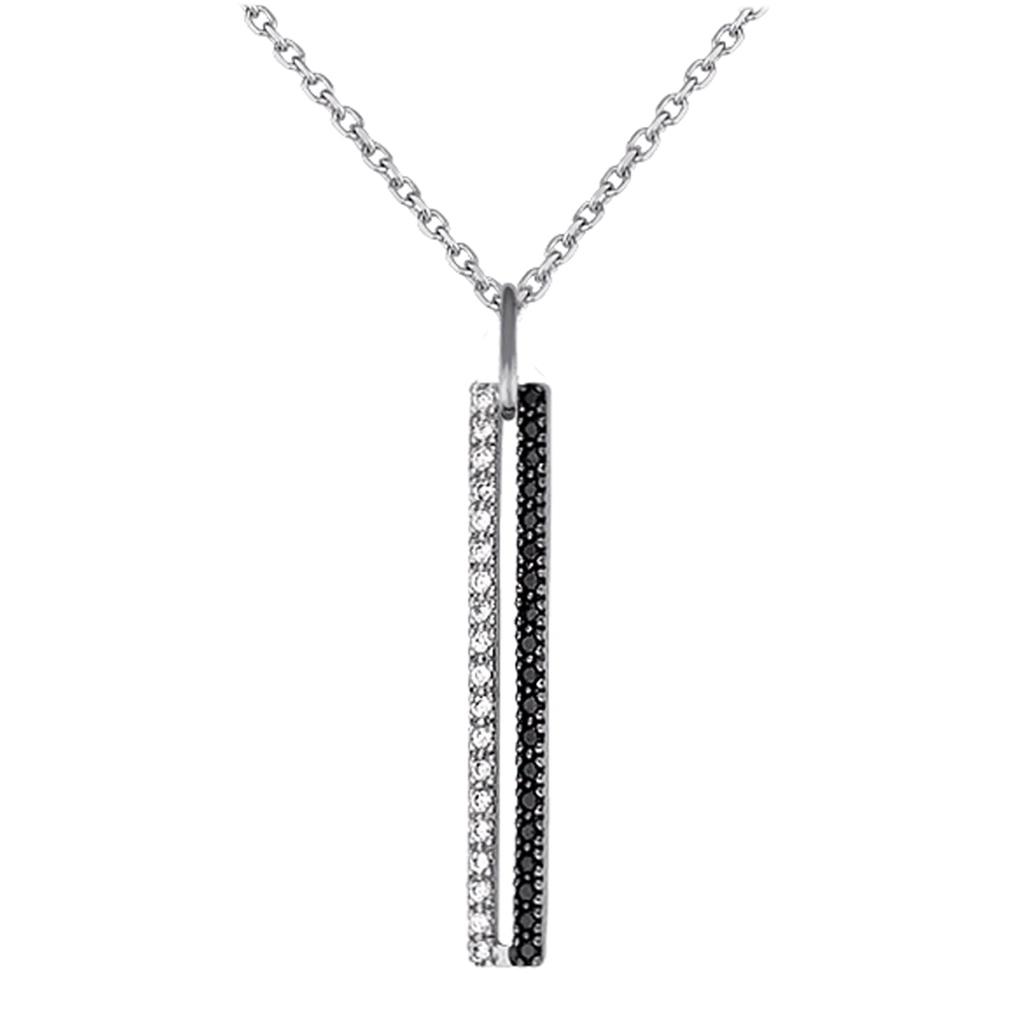 Altesse [L0170] - Silver Necklace 'Goddess' Black White