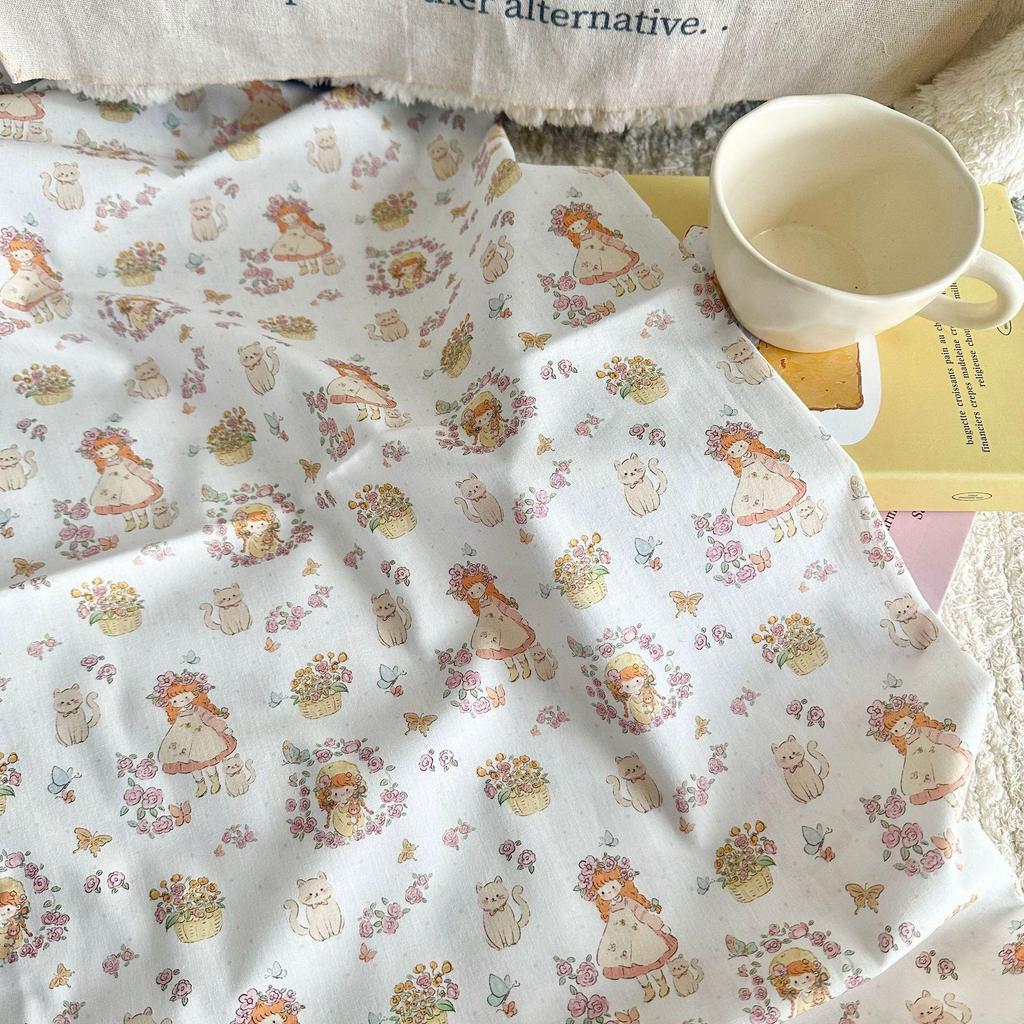 Korean Style 100% Cotton Digital Print Cartoon Fabric for Children's, Family, and Homewear DIY