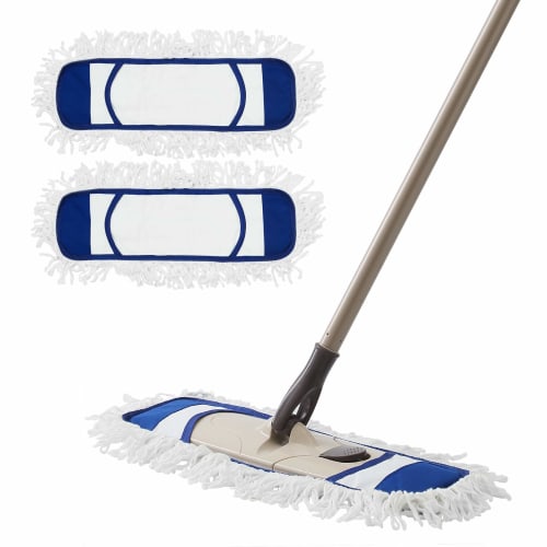 Eyliden. Floor Mop, Cotton Cloth Set of 2, Replacement Cloths for Hardwood Floors, Basic Cleaning Mop, Dry and Wet Mopping, Adjustable Length, Approxi