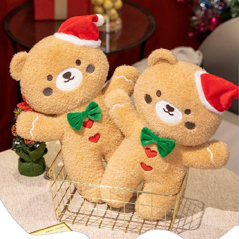 Christmas Bear Gingerbread Plush Toy Cartoon Stuffed Doll Decoration Gift Kids