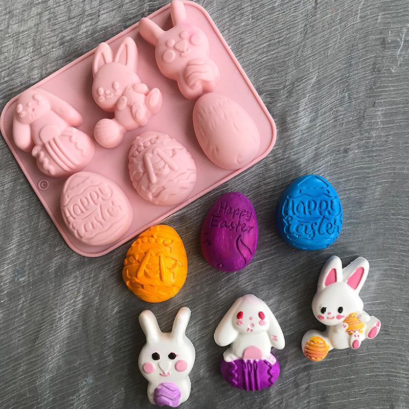 1pc 2025 Easter Bunny Silicone Mold 3D Egg Chocolate Mould Jelly Pudding Cute Rabbit Shape Easter Party Cake Decorating Tool