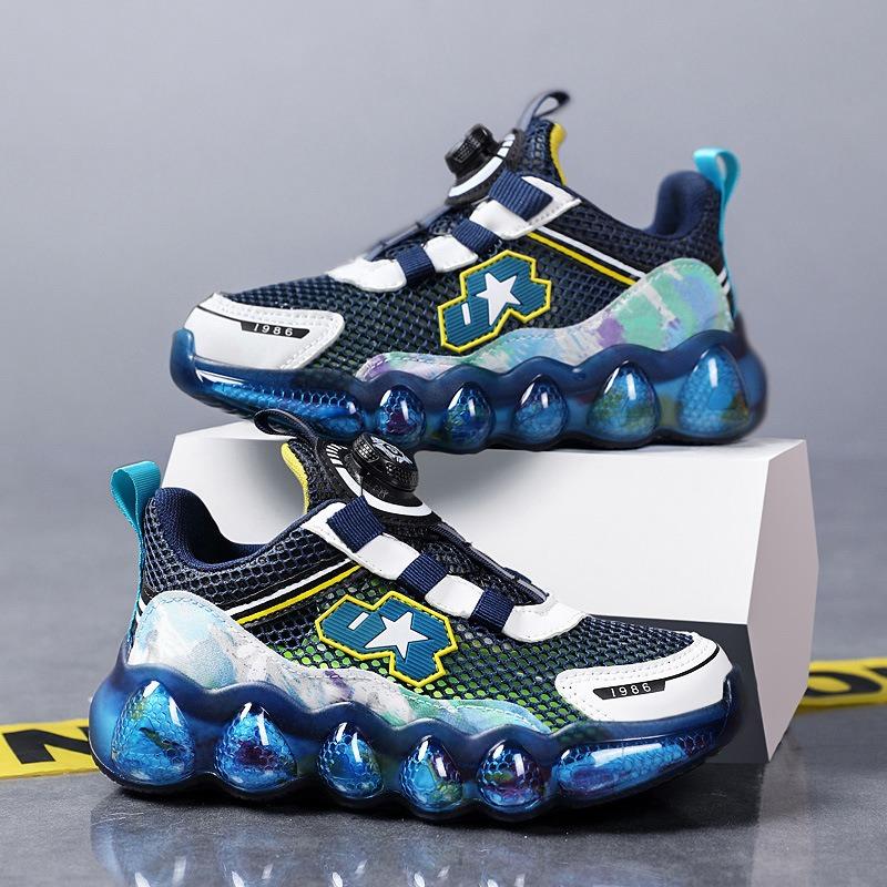 Kids  Rotating Buckle Sneakers Breathable Mesh Non-slip Air Cushion Sole Sports Shoes 39