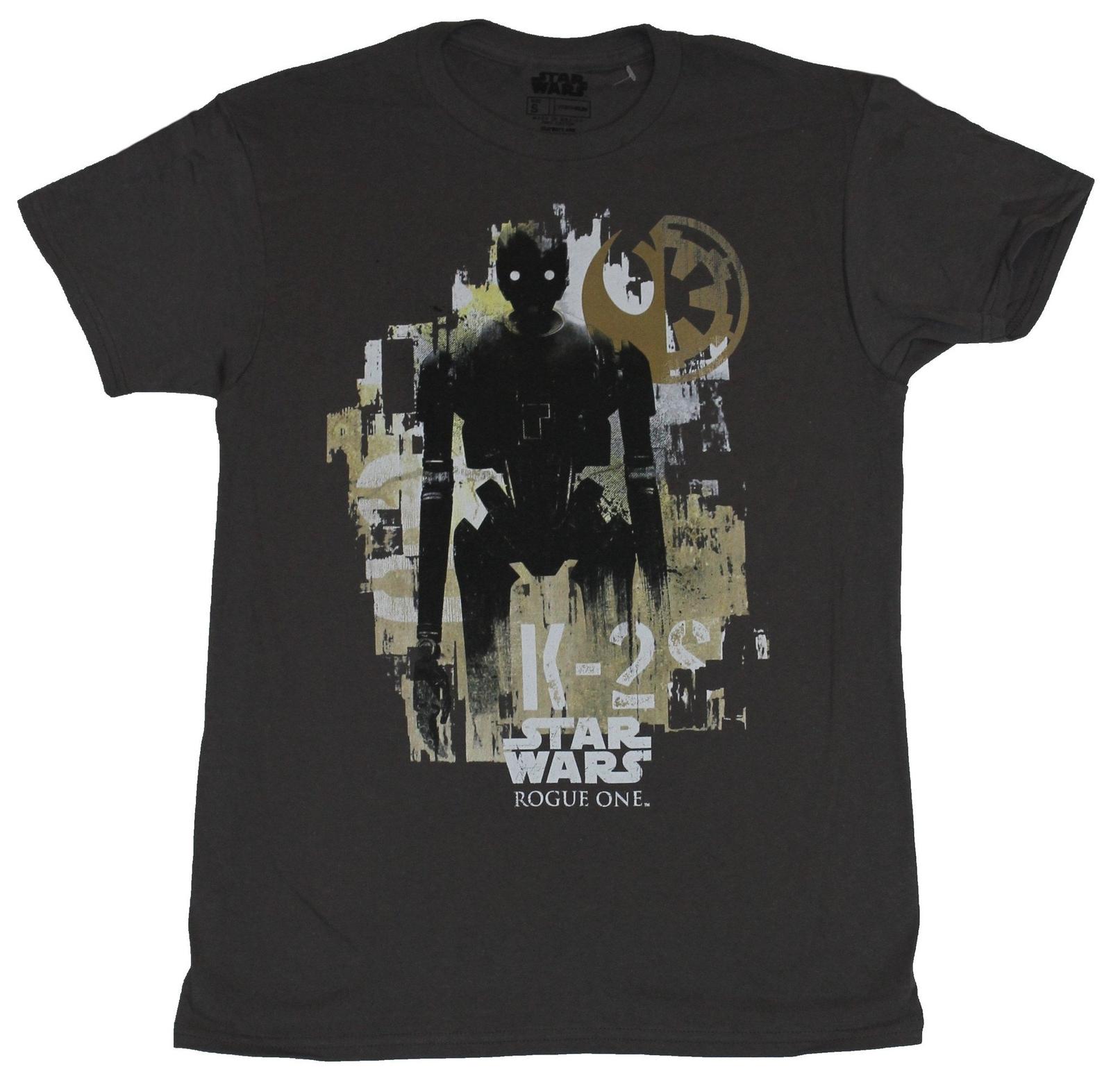 Star Wars Rogue One Mens T-shirt K2SO Shadowed Collage Background Image S