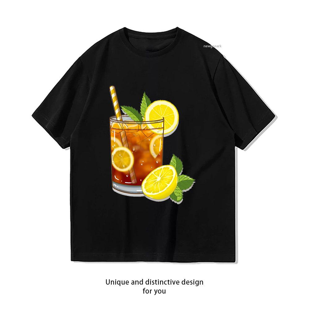 Refreshing Iced Tea Shirt WoUnisex Unisex Summer Cotton Graphic T Shirts Classic Oneck Breathable Tops Tee Fashion Streetwear