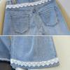 Bequeme Helle Jeans Damen Locker Gespleißte Spitze Spitze High-Waist Schleppende Weitbeinige Mikro-Schlaghose Lange Hose Tide Lange Denimhose