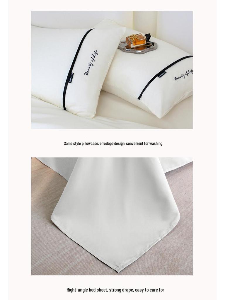 Luxury Five-Star Hotel White Linen Duvet Cover & Bedding Set