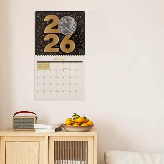 2026 Wall Calendar Rhinestone Painting Kit DIY Rhinestone Art Calendar with Gemstones Pen Tray 12-Month Flip Wall Hanging Calendar