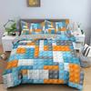3D Building Block Pattern Duvet Cover Set Boys Girls Bedroom Fun Brick Printing Bedding Set Geometric Rectangle Comforter Cover