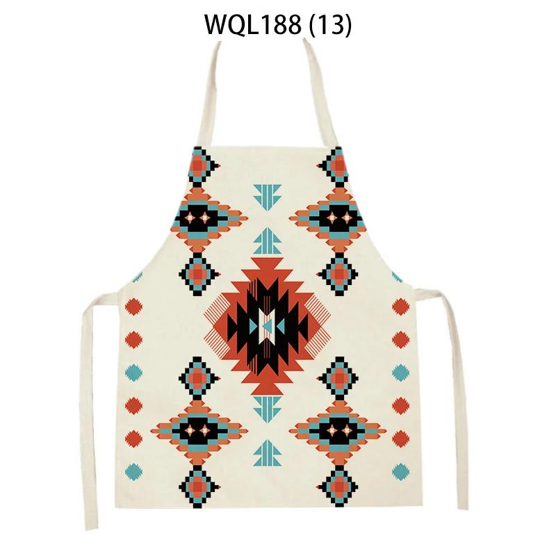Retro Geometry Print Kitchen Apron for Woman Man Bohemia Linen Baking Aprons Adult Kids Cooking Apron Cleaning Tools Tablier