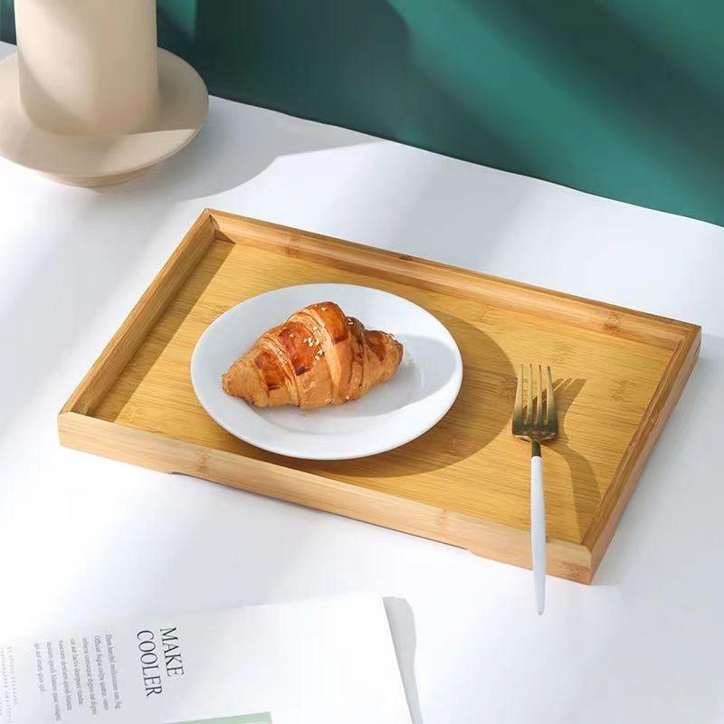 Japanisches Teetablett aus Bambus mit Griffen, rechteckiges Nan-Bambustablett, Home-Restaurant-Teetassen mit Teller, Serviertablett