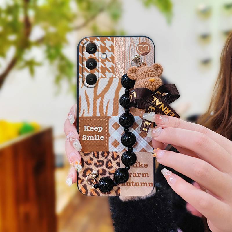 Cartoon Skin-friendly Feel Phone Case For Samsung Galaxy M56 5G/SM-M566B Cute Silicone Back Cover Black Pearl Pendant