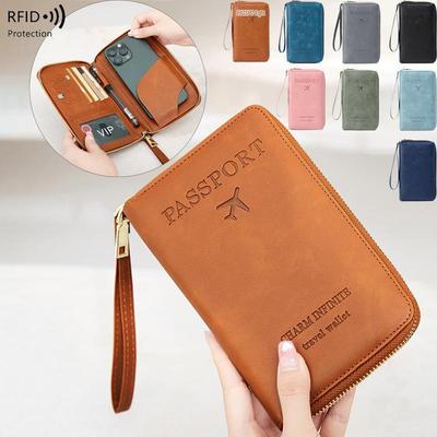 2024 Porte-passeport de voyage RFID & Organisateur de billets - Sac à documents multifonctionnel à fermeture éclair