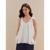 INMAN Women's Pleated Lace Sleeveless Cotton Blouse