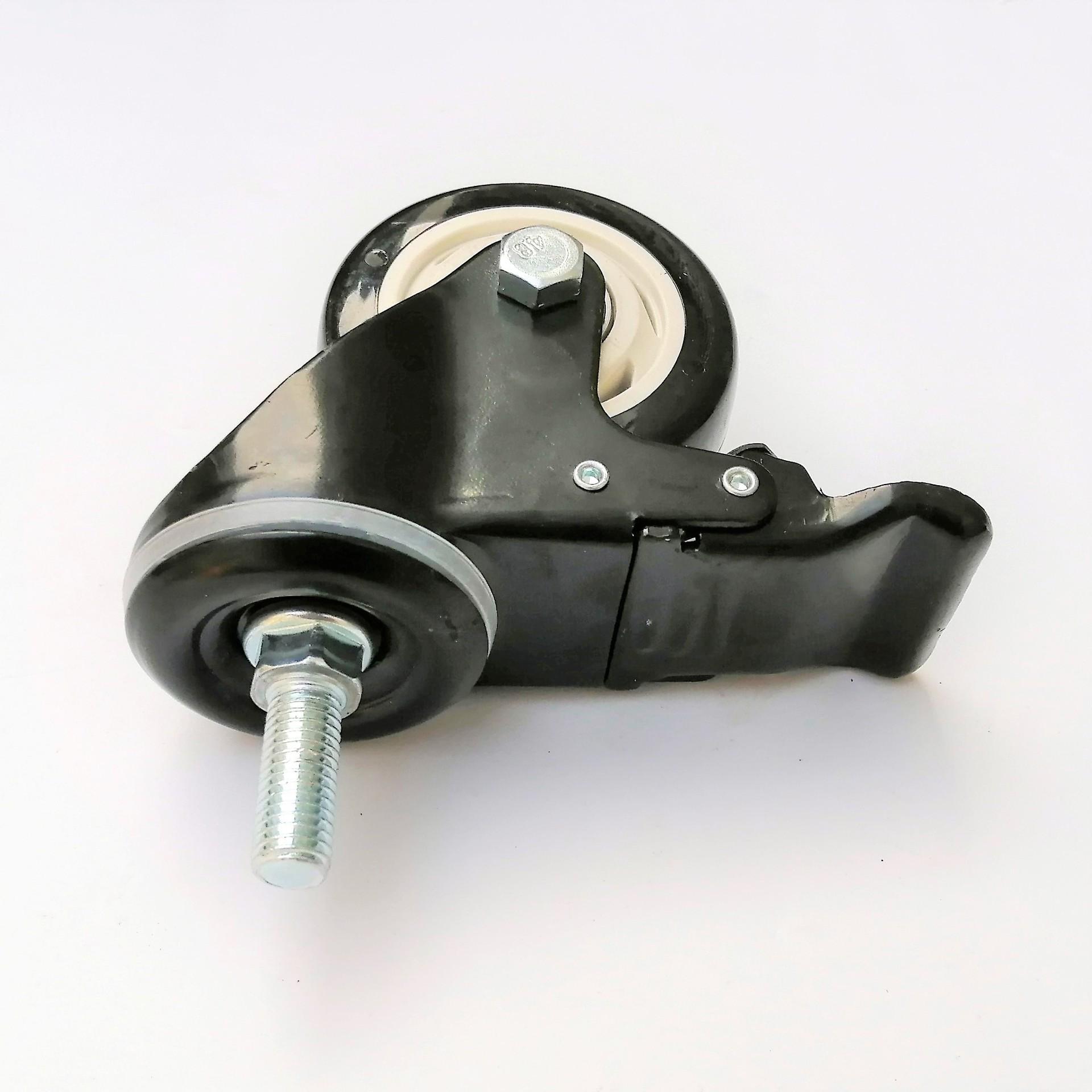 

12*30 Black Electrophoretic Swivel Caster Wheel with Brake – 3 Inch Black Gold Diamond Design