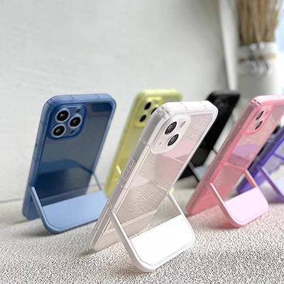 Applicable To IPhone15Promax Mobile Phone Case Anti Fall Simple 14 Apple 16 Protective Case Transparent 13 Folding Bracket