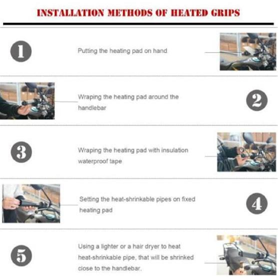 1Pair Motorcycle Handle Heater Adjustable Third Gear Switch 12V Keep Hands Warm